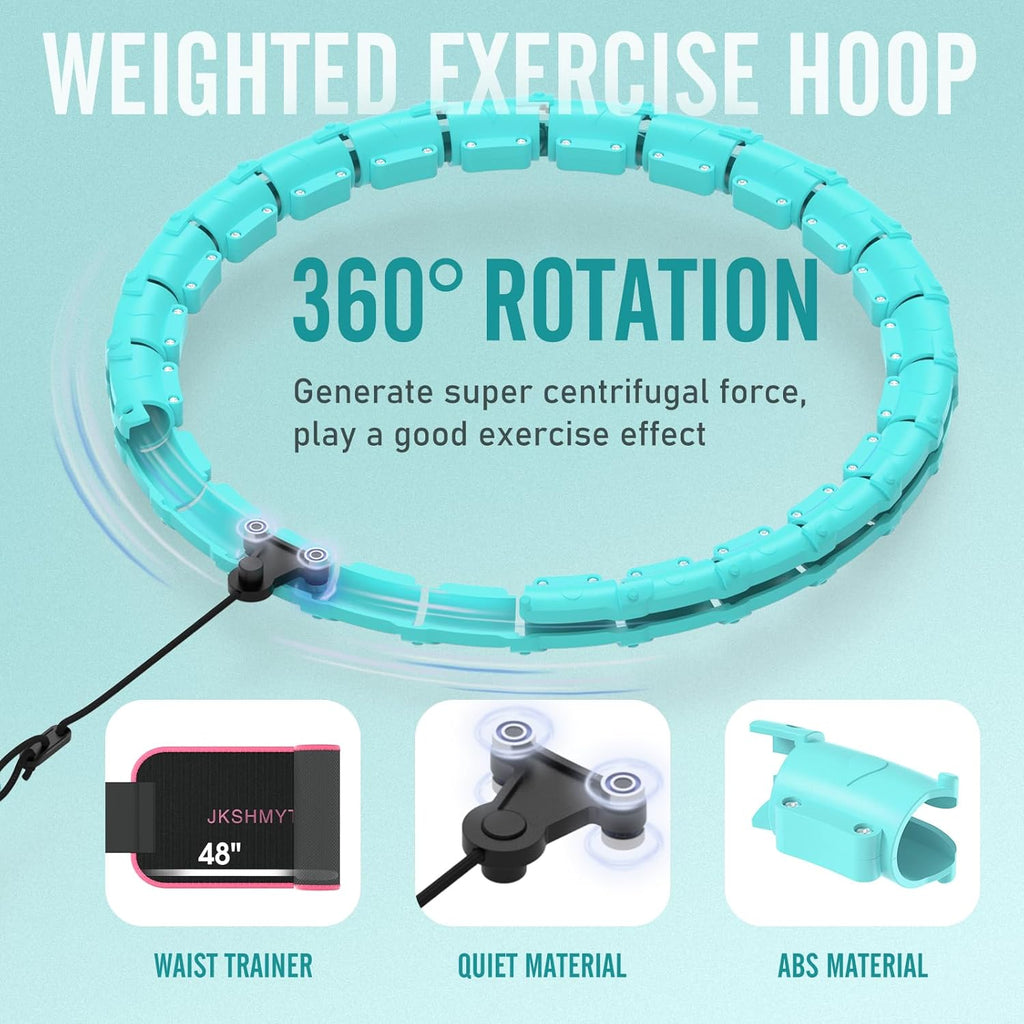 Weighted Hula Circle Hoops for Adults Weight Loss, Infinity Fitness Hoop plus Size 47 Inch, 24 Detachable Links, Exercise Hoop Suitable for Women and Beginners