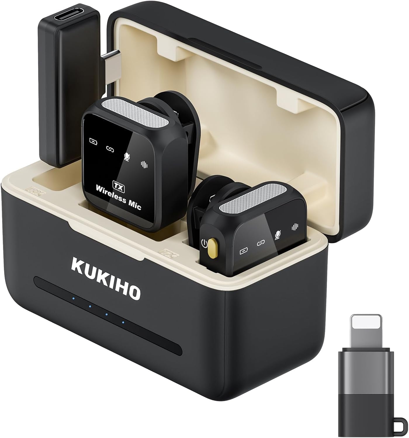 2 Pack Wireless Lavalier Microphone for Iphone Ipad and Android Phone, Lapel Mic Plug and Play Wireless Mic Noise Reduction Mini Microphone for Video Recording Interview Podcast Vlog Youtube Tiktok