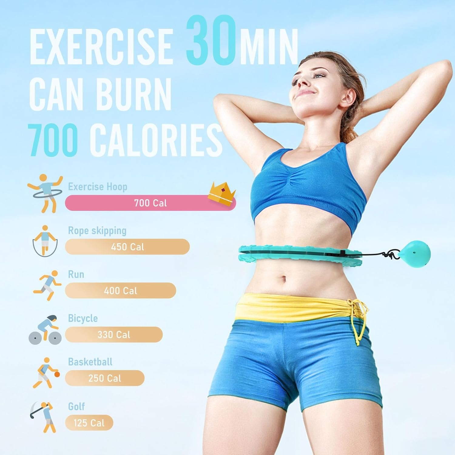 Weighted Hula Circle Hoops for Adults Weight Loss, Infinity Fitness Hoop plus Size 47 Inch, 24 Detachable Links, Exercise Hoop Suitable for Women and Beginners