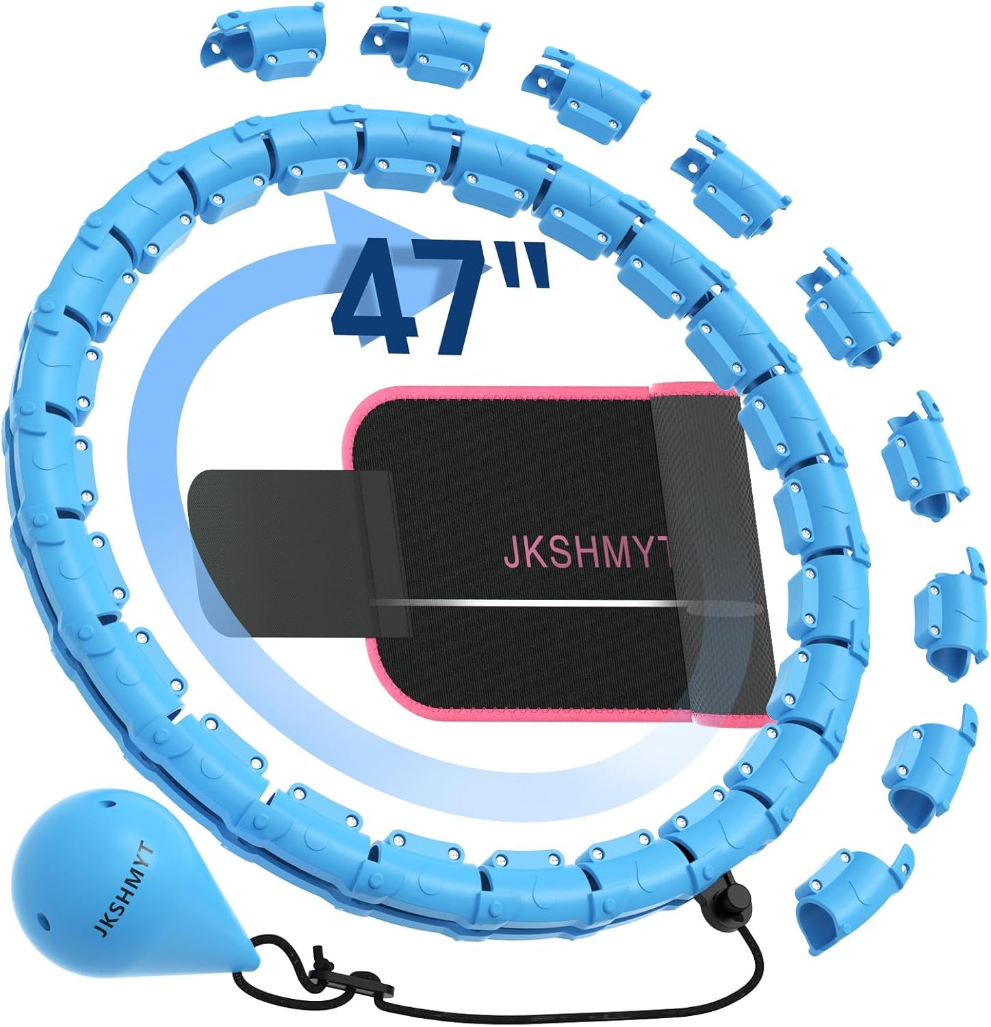 Weighted Hula Circle Hoops for Adults Weight Loss, Infinity Fitness Hoop plus Size 47 Inch, 24 Detachable Links, Exercise Hoop Suitable for Women and Beginners