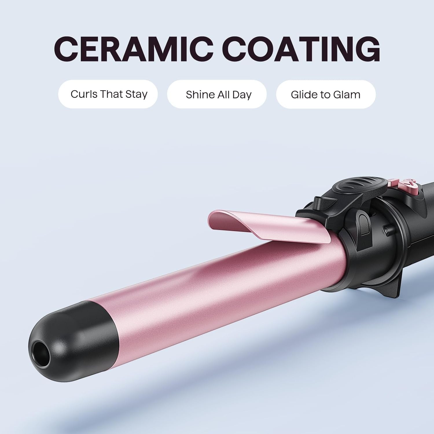 Rotating Curling Iron, Curl Cycle, 1 Inch Automatic Curling Wand for Long Hair, Get Effortless Beach Waves with Self Spinning Barrel up to 430°F with Home Button, Dual Voltage, Rose Gold