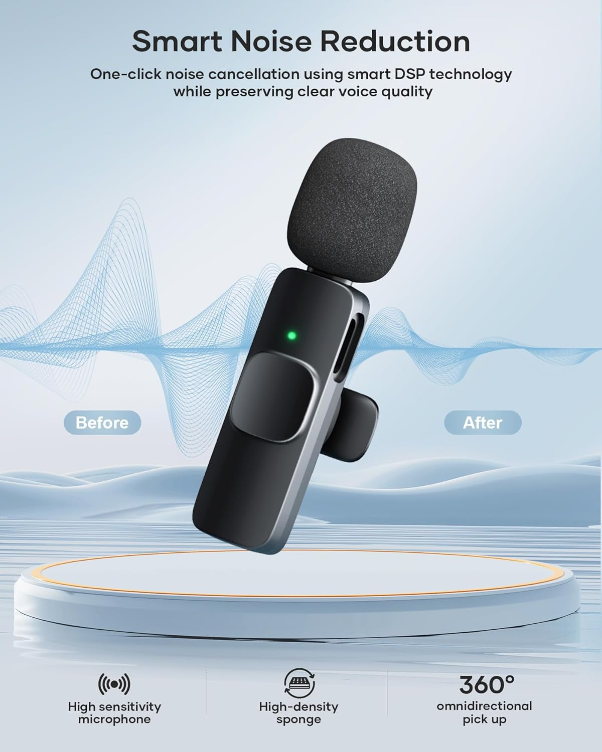 2 Pack Wireless Lavalier Microphone for Iphone Ipad and Android Phone, Lapel Mic Plug and Play Wireless Mic Noise Reduction Mini Microphone for Video Recording Interview Podcast Vlog Youtube Tiktok