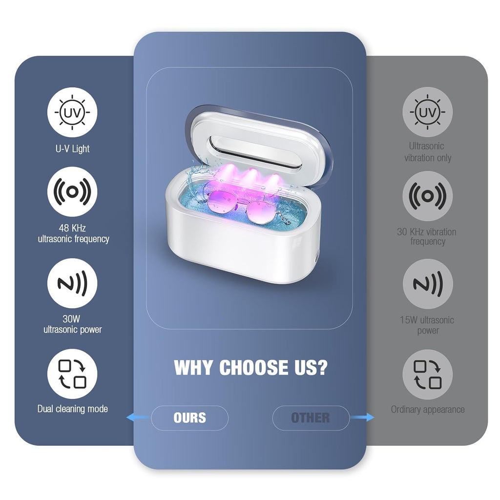 Ultrasonic Jewelry Cleaner, 48Khz Professional Jewelry Cleaner Ultrasonic Machine with Digital Timer, 30W Ultrasonic Cleaner for Necklaces, Eyeglasses, Rings, Dentures, Watch Strap