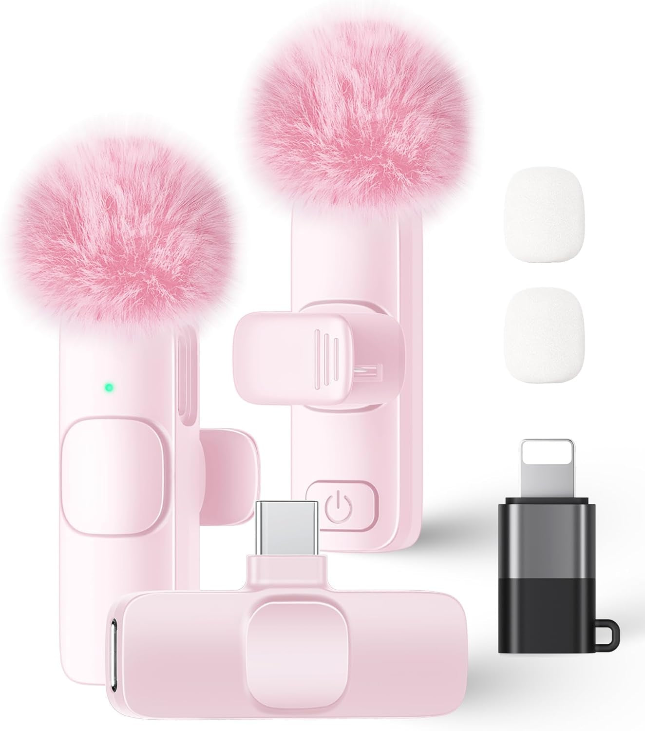 2 Pack Wireless Lavalier Microphone for Iphone Ipad and Android Phone, Lapel Mic Plug and Play Wireless Mic Noise Reduction Mini Microphone for Video Recording Interview Podcast Vlog Youtube Tiktok