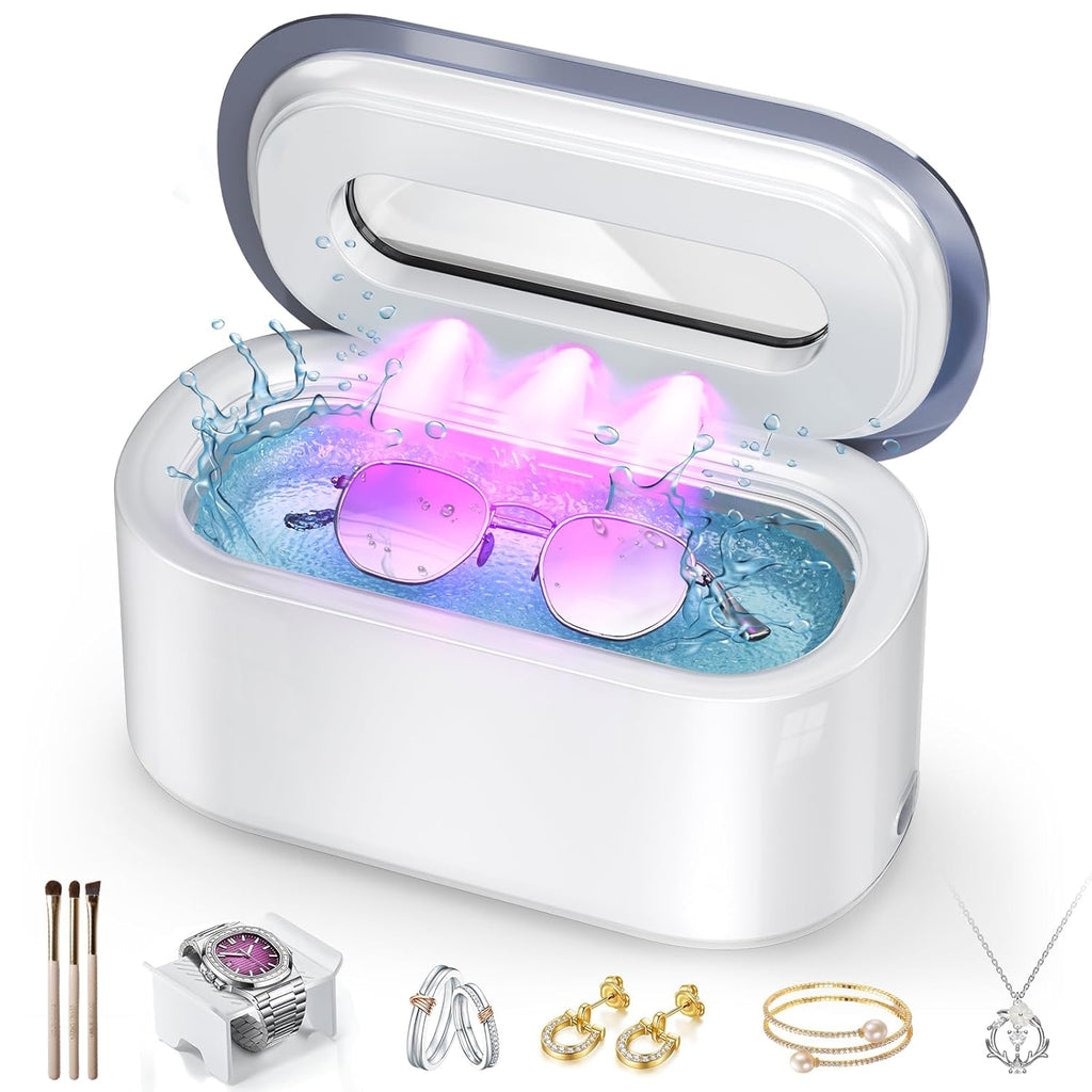 Ultrasonic Jewelry Cleaner, 48Khz Professional Jewelry Cleaner Ultrasonic Machine with Digital Timer, 30W Ultrasonic Cleaner for Necklaces, Eyeglasses, Rings, Dentures, Watch Strap