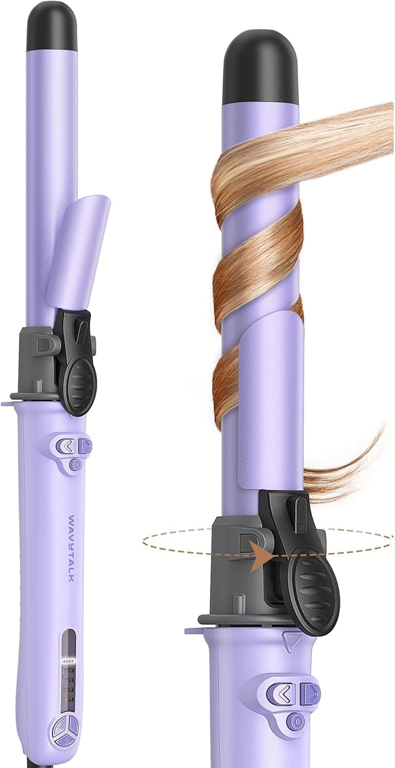 Rotating Curling Iron, Curl Cycle, 1 Inch Automatic Curling Wand for Long Hair, Get Effortless Beach Waves with Self Spinning Barrel up to 430°F with Home Button, Dual Voltage, Rose Gold